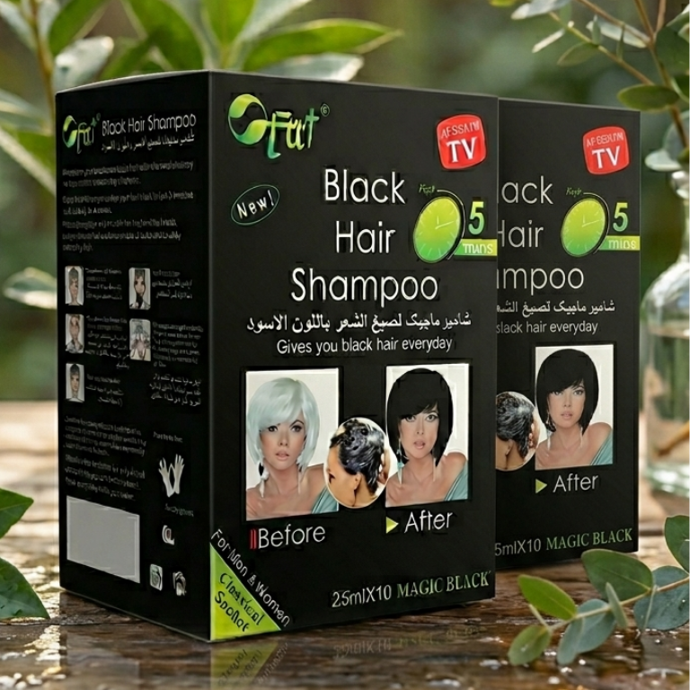 Black Hair Shampoo Caja